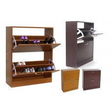 2 Drawer Shoe Cabinet Storage Cupboard Footwear Stand Rack Wooden Unit New