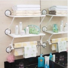 2x Wall Mounted Bathroom Towel Rail Holder Storage Two Layer Rack Shelf Bar