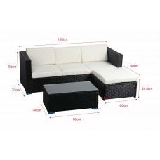 Modern Garden Furniture 4 Seater Rattan Sofa set with White Cushion