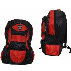 Black & Red Hiking Backpack with Adjustable Strap Zipped Camping Bag