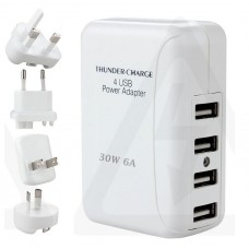 4 USB Multi Ports Adapter Travel Wall AC Charger UK Plug 6A for phones