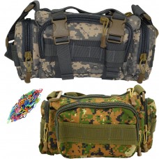 Camo Army Print Bum Bag 4 Compartments Removable Strap Free Loomband & Tools