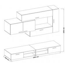 Living Wall Unit BLUES WH01- front: WHITE Laminate / Body: WHITE Laminate		