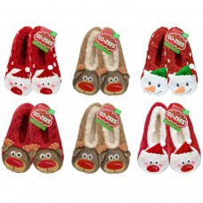 Ladies Women's Cosy Xmas Socks Novelty Cozees Snowman Santa Reindeer Slippers DD