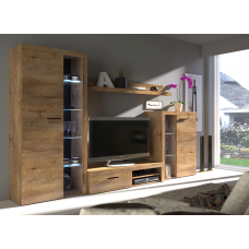 Living RUMBA DL01 LED-6 BI wall unit - Laminate fronts OAK Lefkas / Lefkada body Oak Laminate