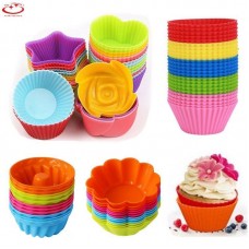 Silicone Round Square Heart-Shaped Cup Cake Muffin Cupcake Cases Baking Cup