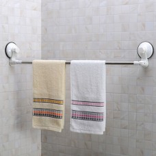 Stainless Steel Double Rod Towel Rack Bar Shelf Bathroom Rail Holder Suction Cup