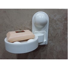 Wall Mount Revolving Soap Holder Suction Plastic No Tool Required White Color