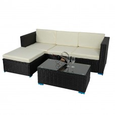 Modern Garden Furniture 4 Seater Rattan Sofa set with White Cushion