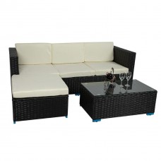 Modern Garden Furniture 4 Seater Rattan Sofa set with White Cushion