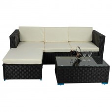 Modern Garden Furniture 4 Seater Rattan Sofa set with White Cushion