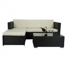 Modern Garden Furniture 4 Seater Rattan Sofa set with White Cushion